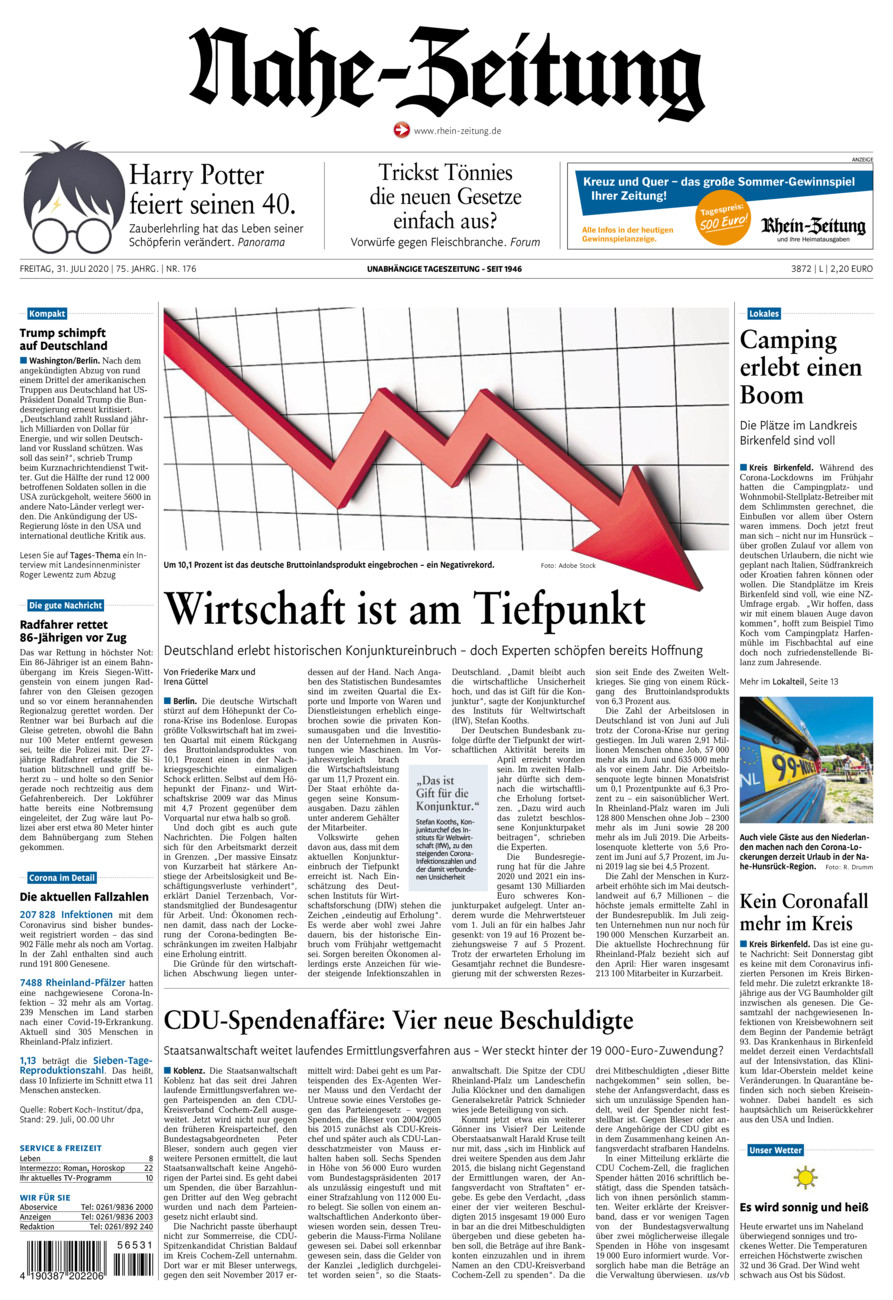 Nahe-Zeitung vom Freitag, 31.07.2020