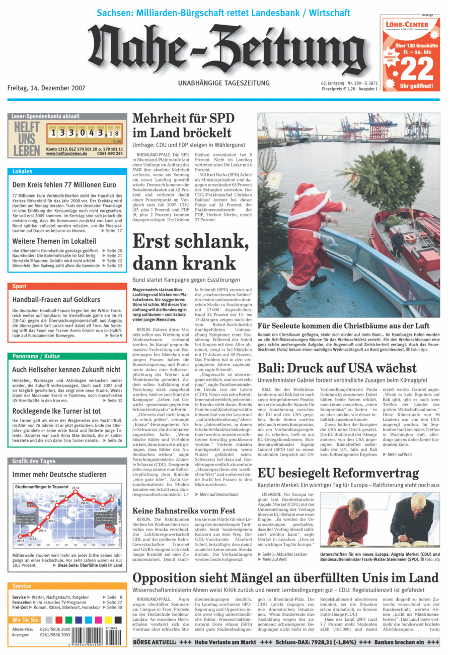 Nahe-Zeitung vom Freitag, 14.12.2007
