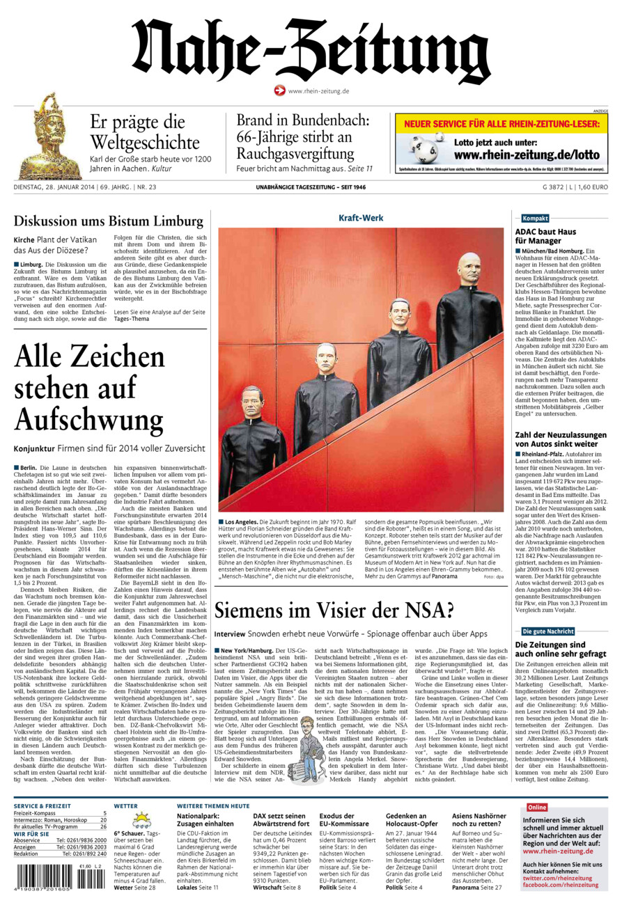Nahe-Zeitung vom Dienstag, 28.01.2014