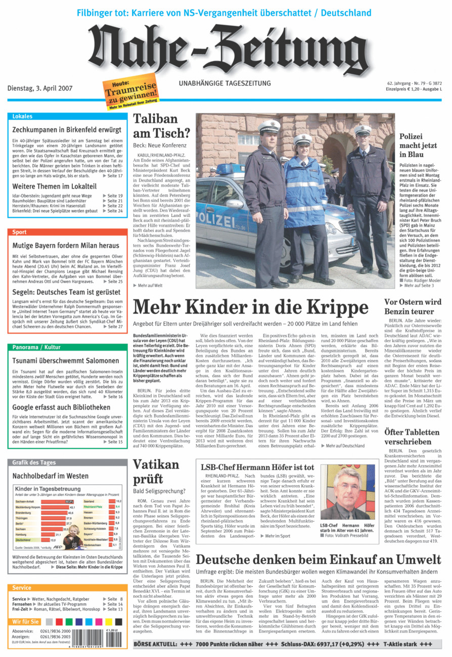 Nahe-Zeitung vom Dienstag, 03.04.2007