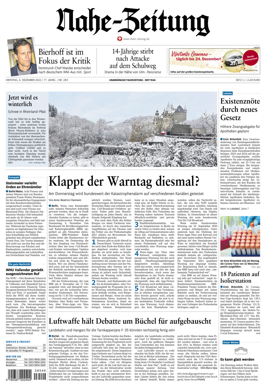Nahe-Zeitung vom Dienstag, 06.12.2022