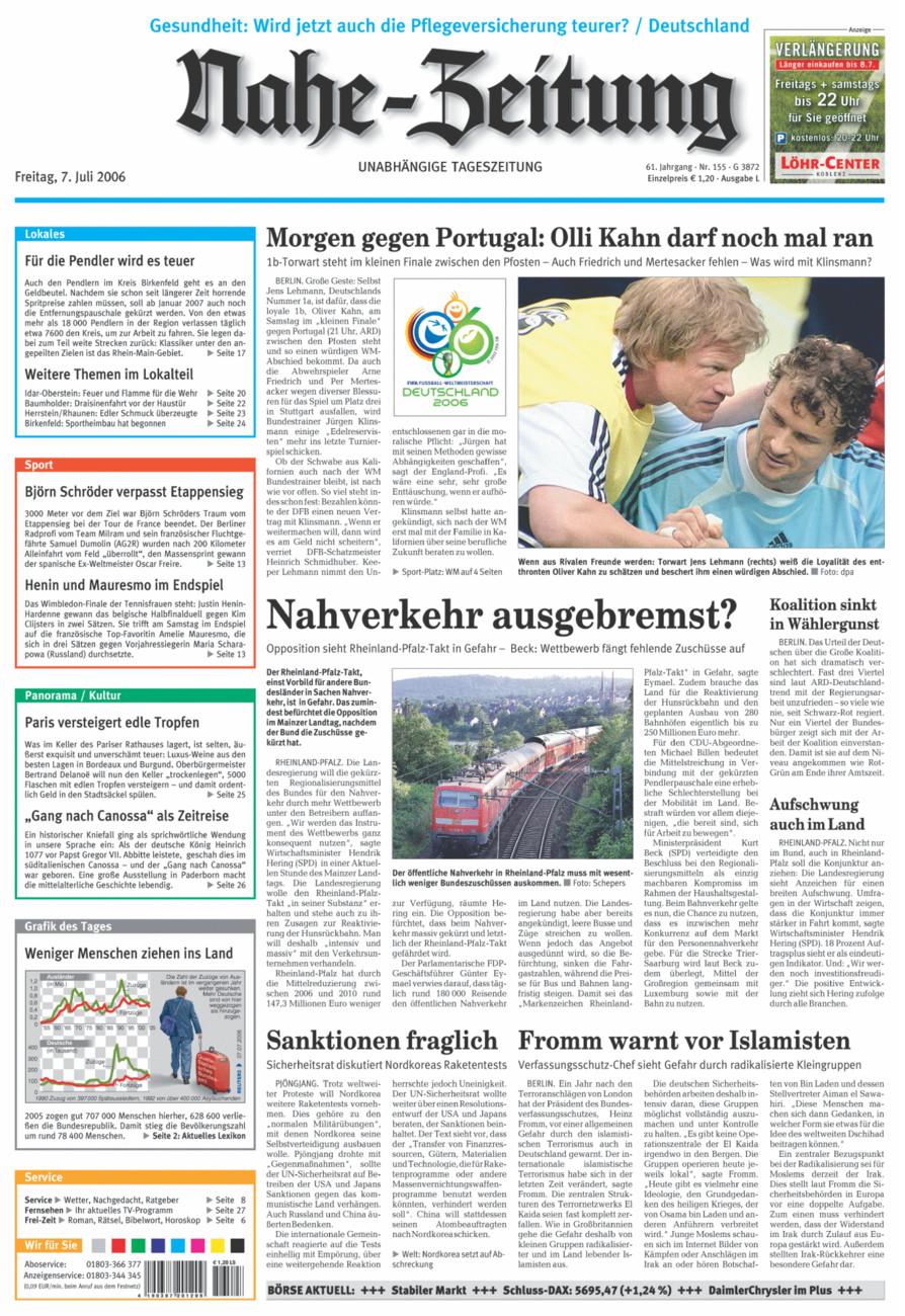 Nahe-Zeitung vom Freitag, 07.07.2006