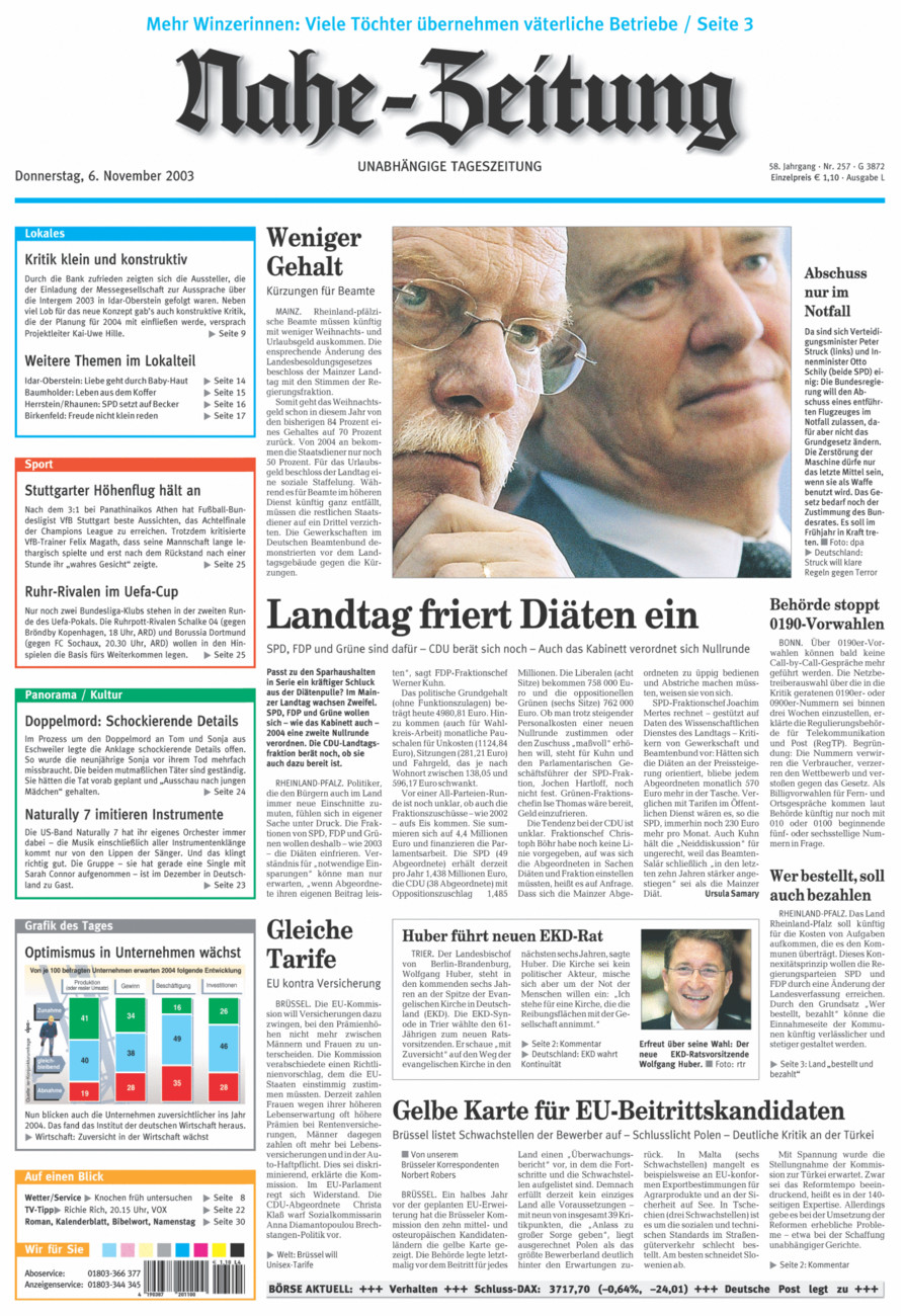 Nahe-Zeitung vom Donnerstag, 06.11.2003