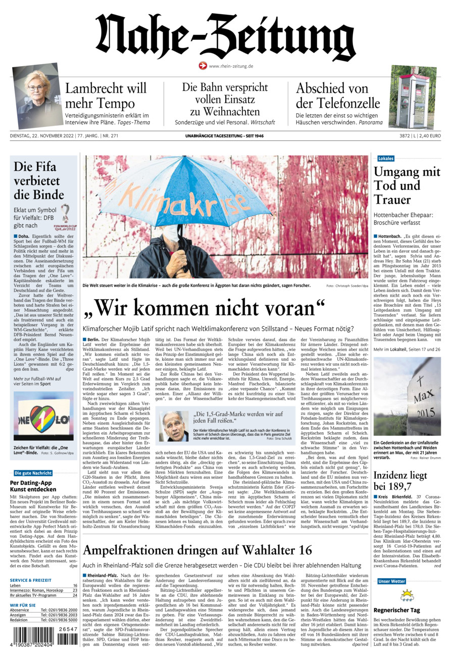 Nahe-Zeitung vom Dienstag, 22.11.2022