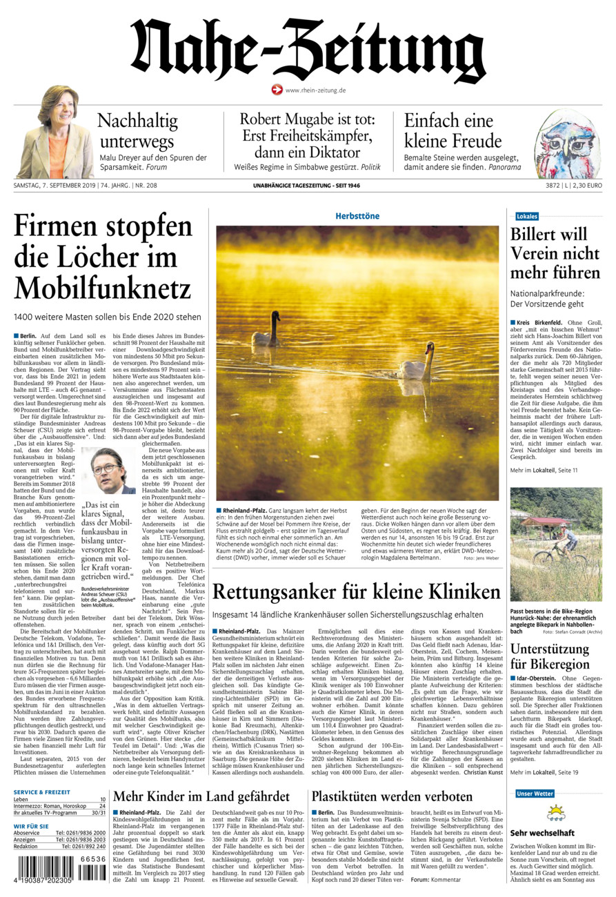 Nahe-Zeitung vom Samstag, 07.09.2019