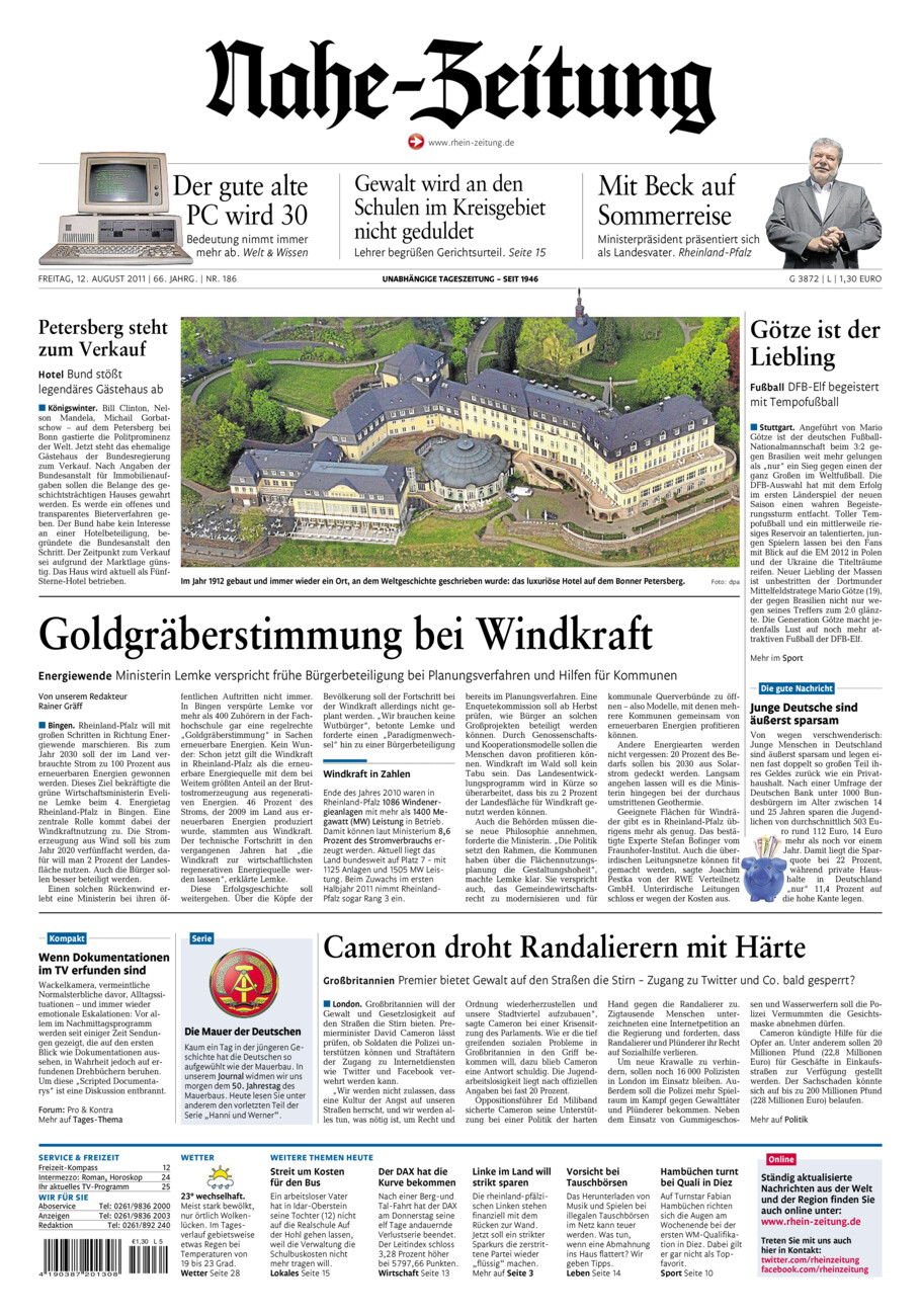 Nahe-Zeitung vom Freitag, 12.08.2011