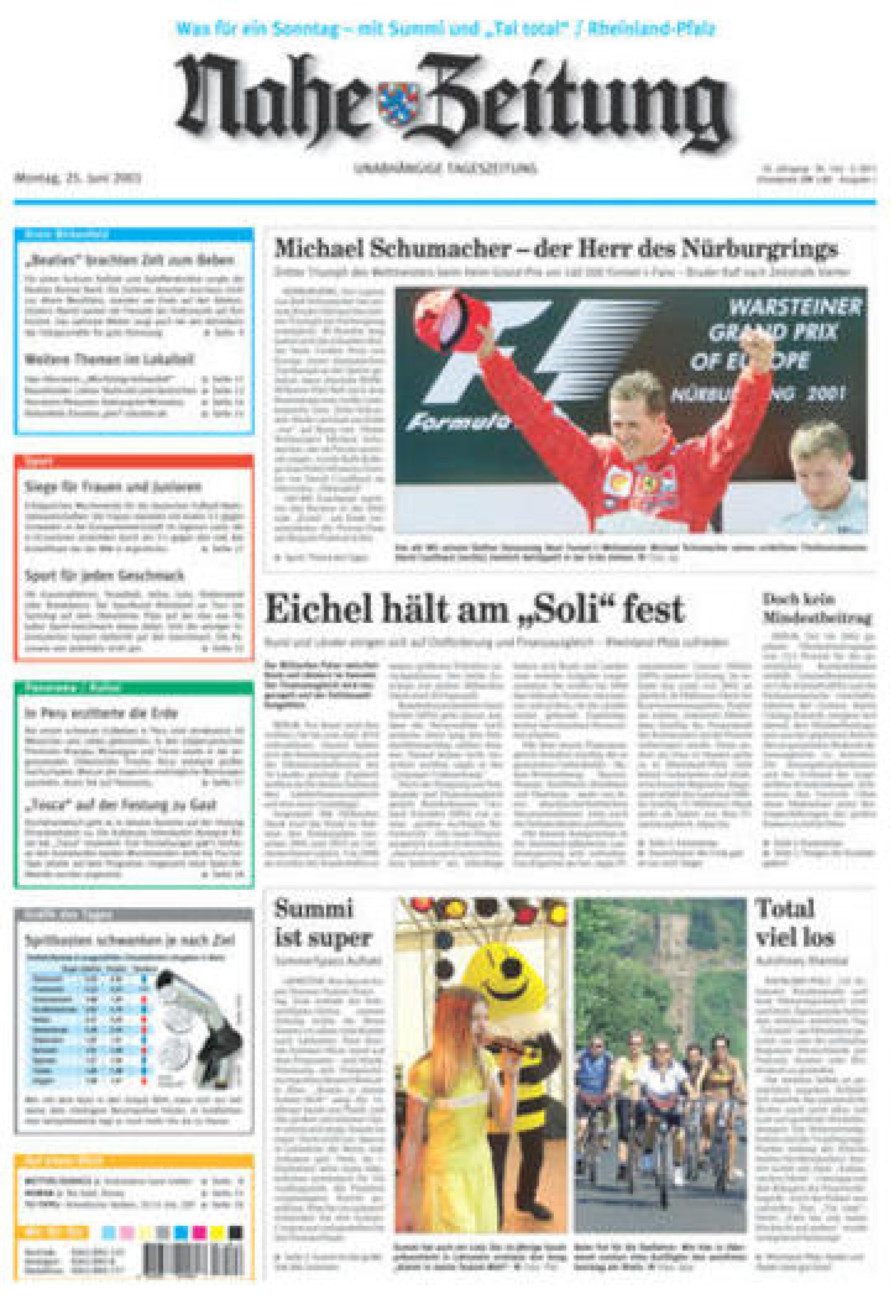 Nahe-Zeitung vom Montag, 25.06.2001