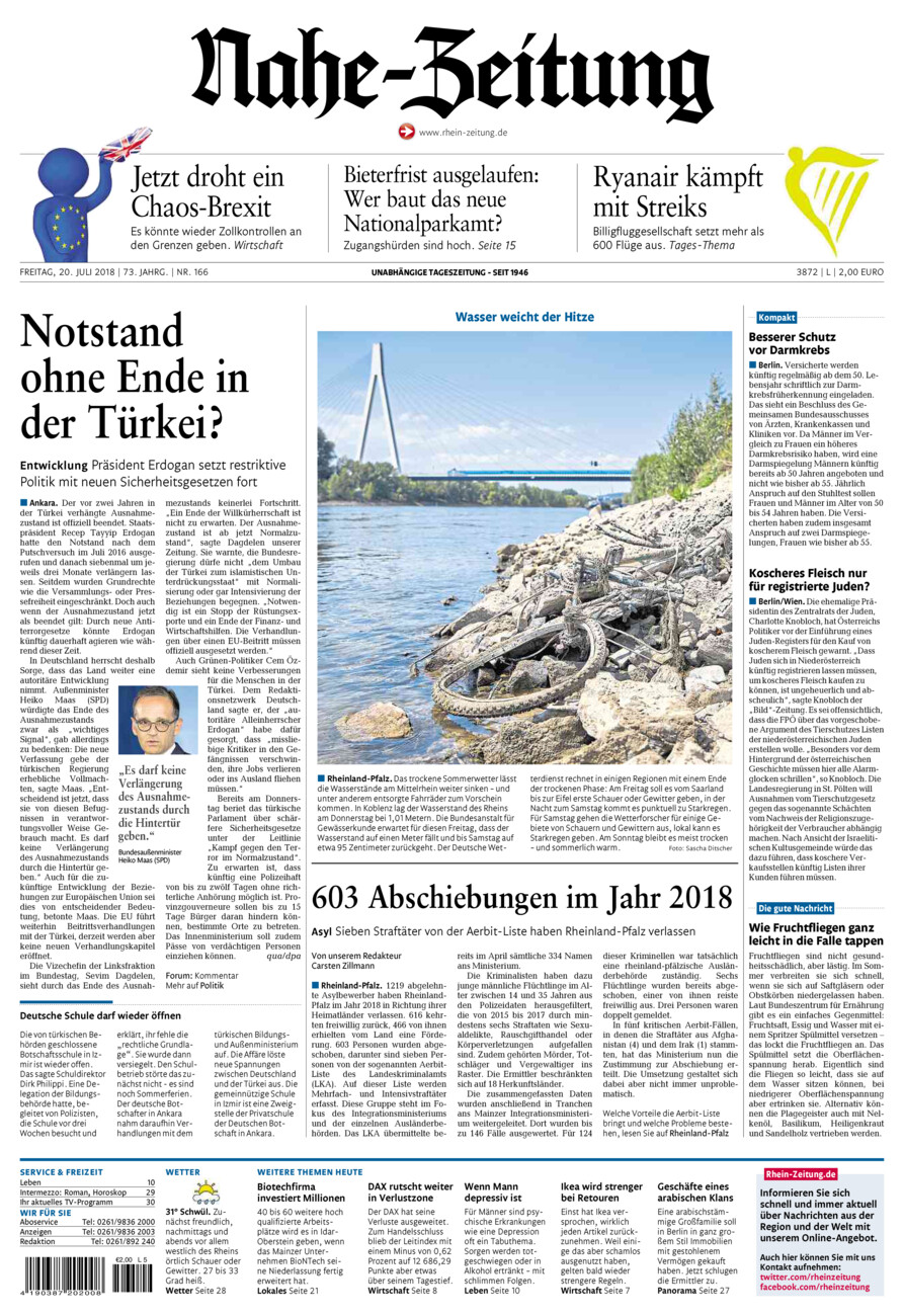 Nahe-Zeitung vom Freitag, 20.07.2018