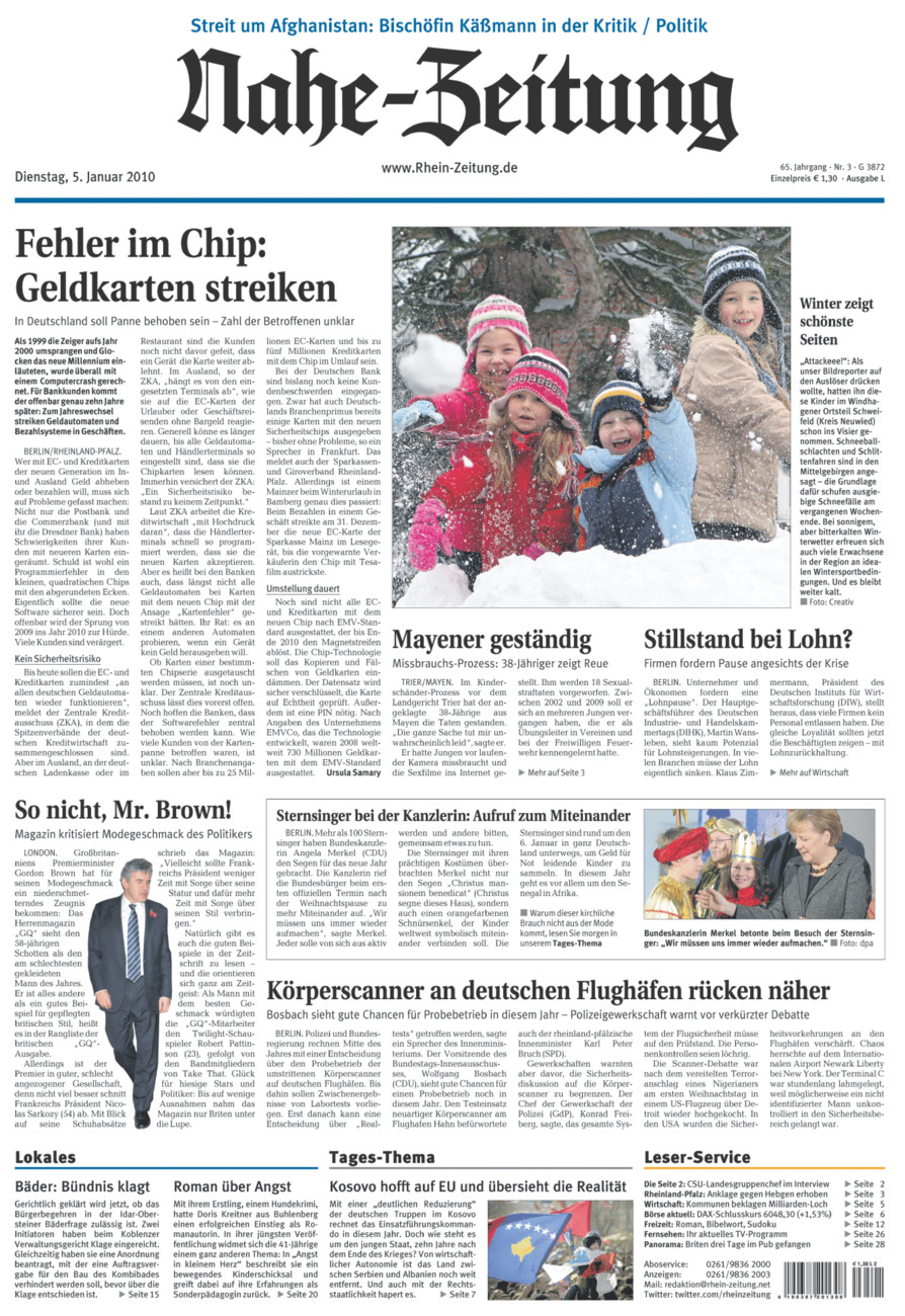 Nahe-Zeitung vom Dienstag, 05.01.2010