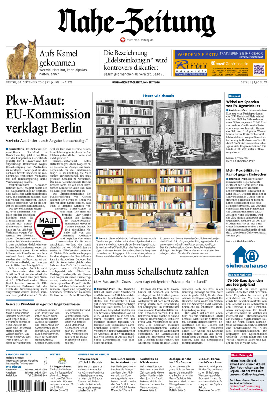 Nahe-Zeitung vom Freitag, 30.09.2016
