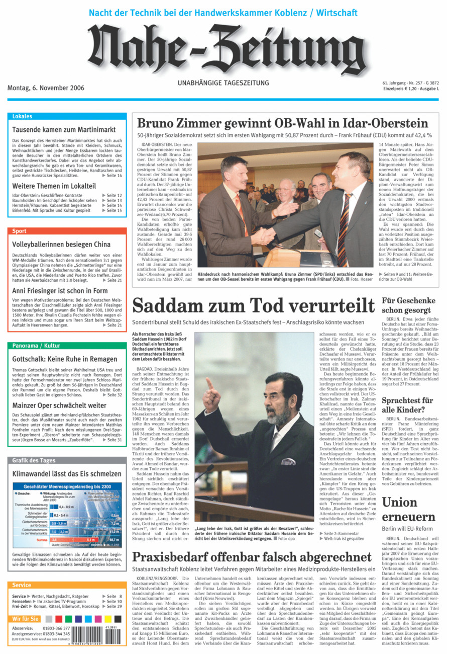Nahe-Zeitung vom Montag, 06.11.2006