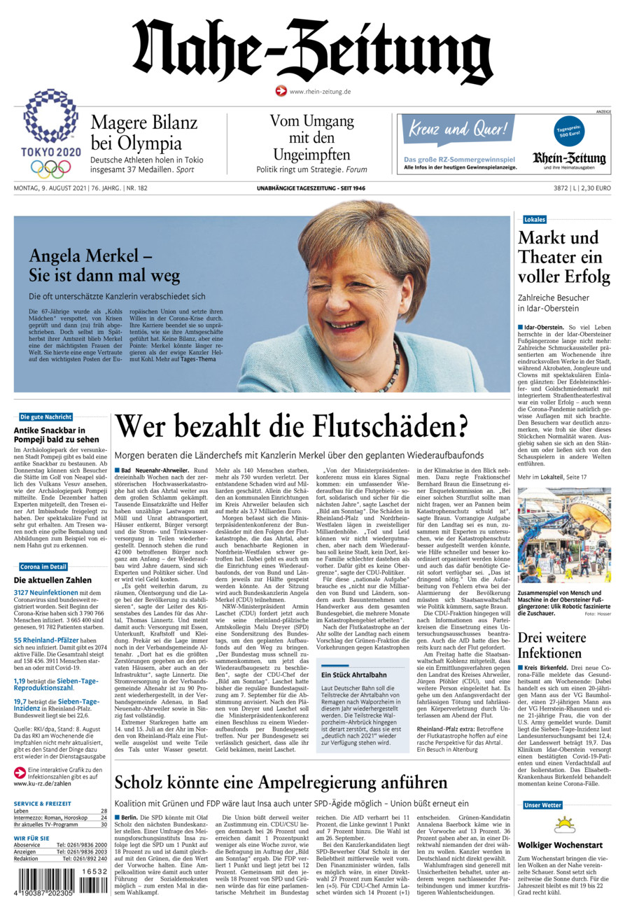 Nahe-Zeitung vom Montag, 09.08.2021