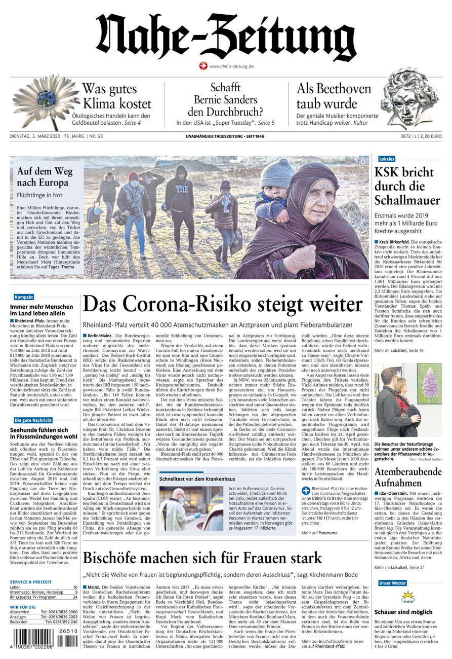Nahe-Zeitung vom Dienstag, 03.03.2020