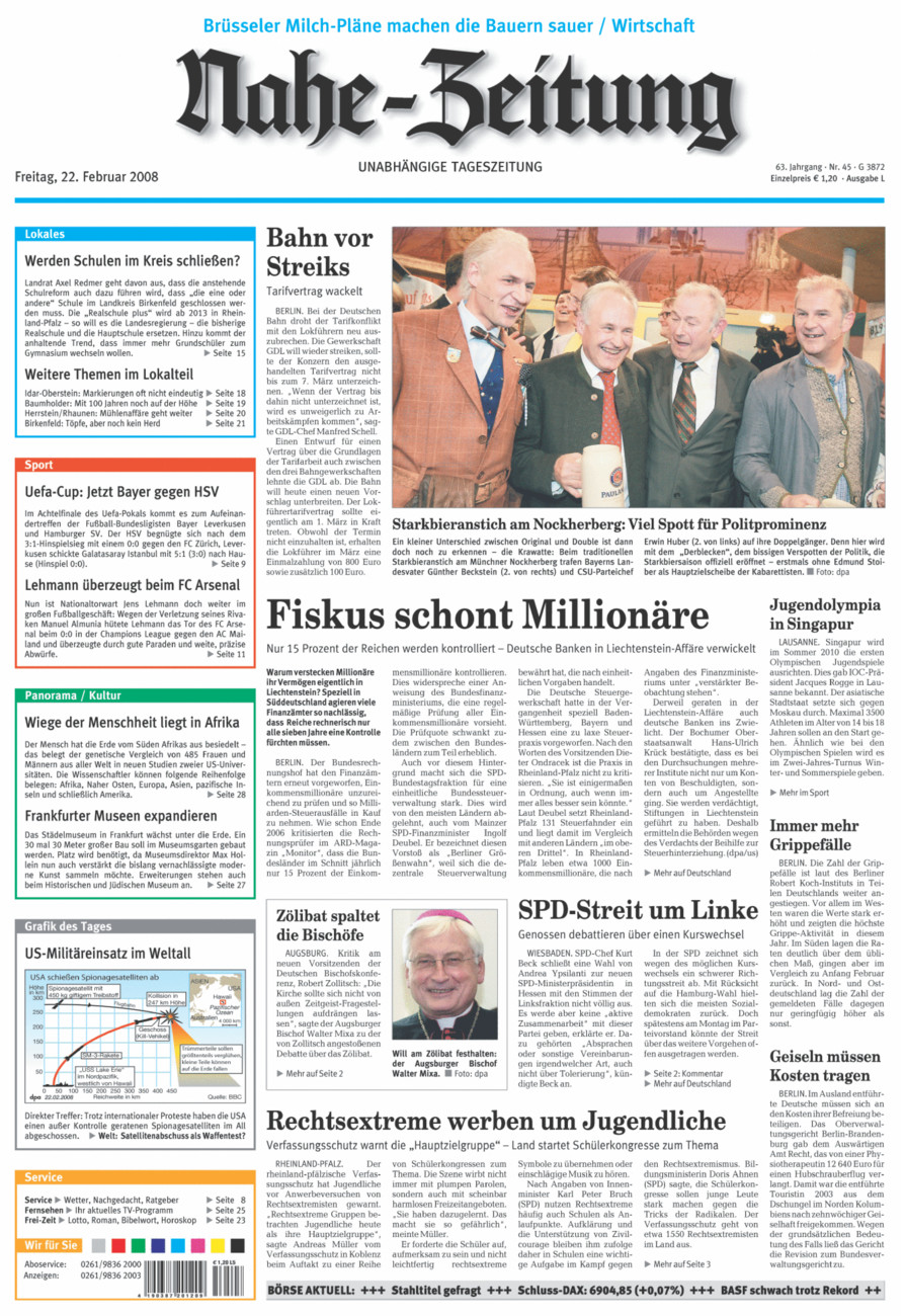 Nahe-Zeitung vom Freitag, 22.02.2008
