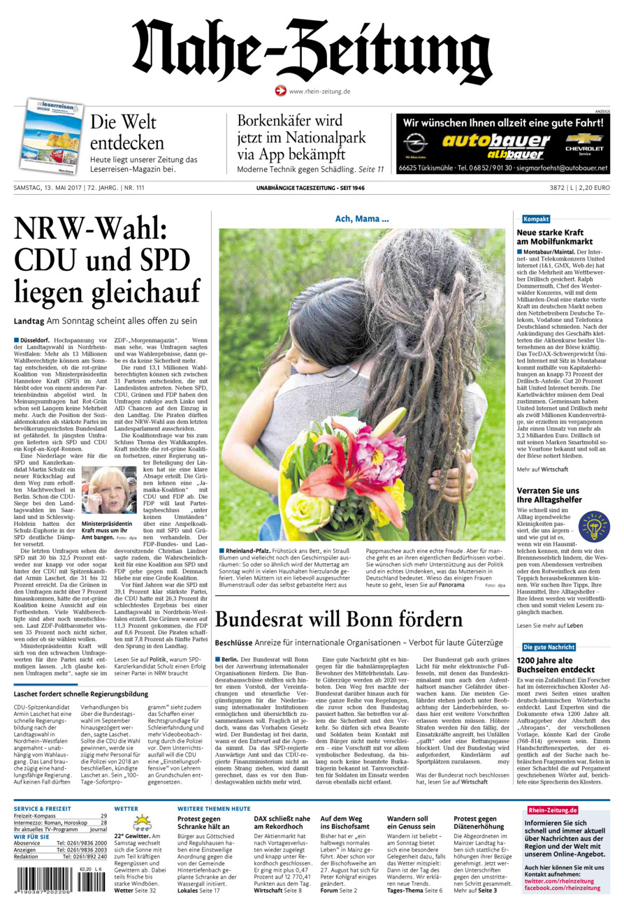 Nahe-Zeitung vom Samstag, 13.05.2017