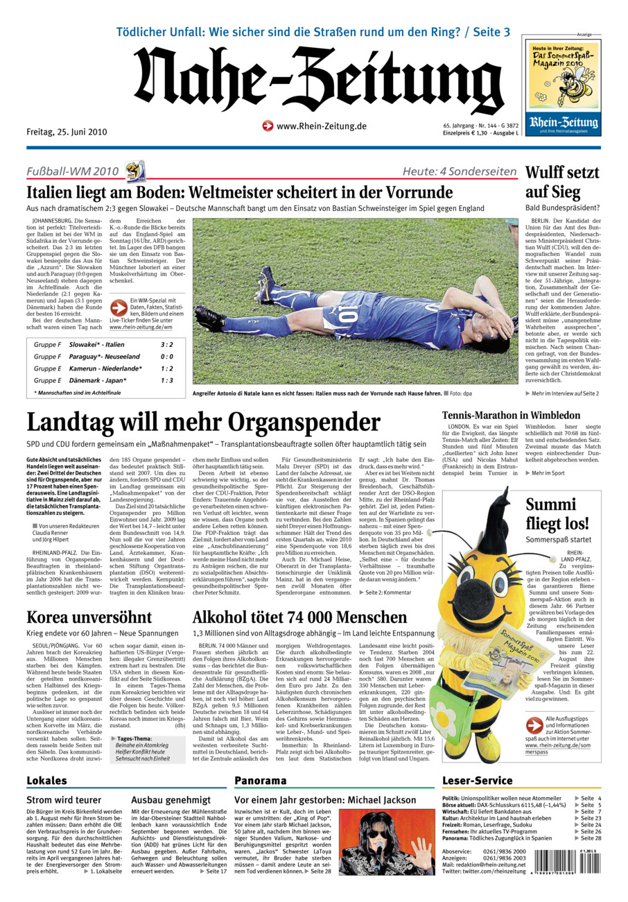 Nahe-Zeitung vom Freitag, 25.06.2010