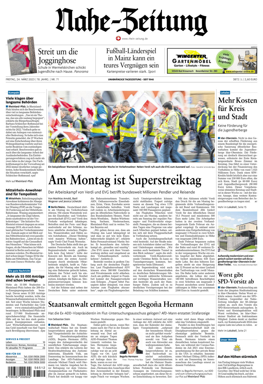 Nahe-Zeitung vom Freitag, 24.03.2023