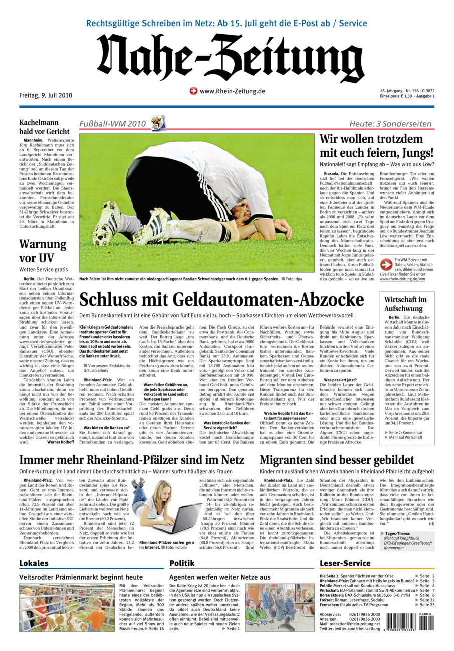 Nahe-Zeitung vom Freitag, 09.07.2010