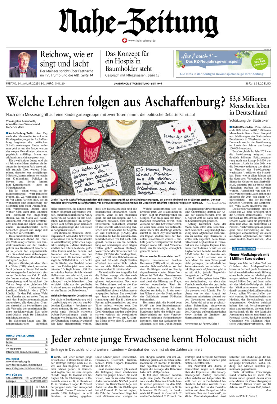 Nahe-Zeitung vom Freitag, 24.01.2025