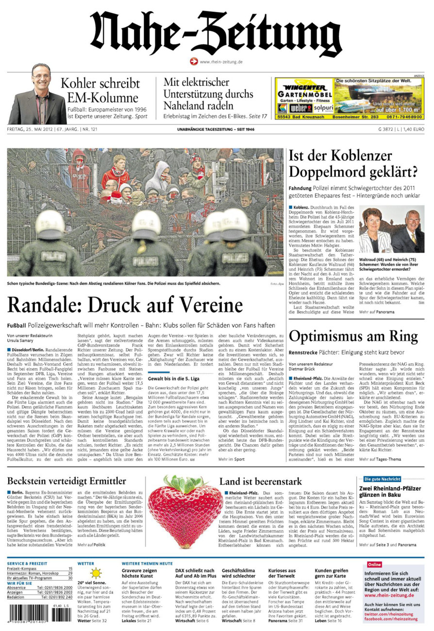 Nahe-Zeitung vom Freitag, 25.05.2012