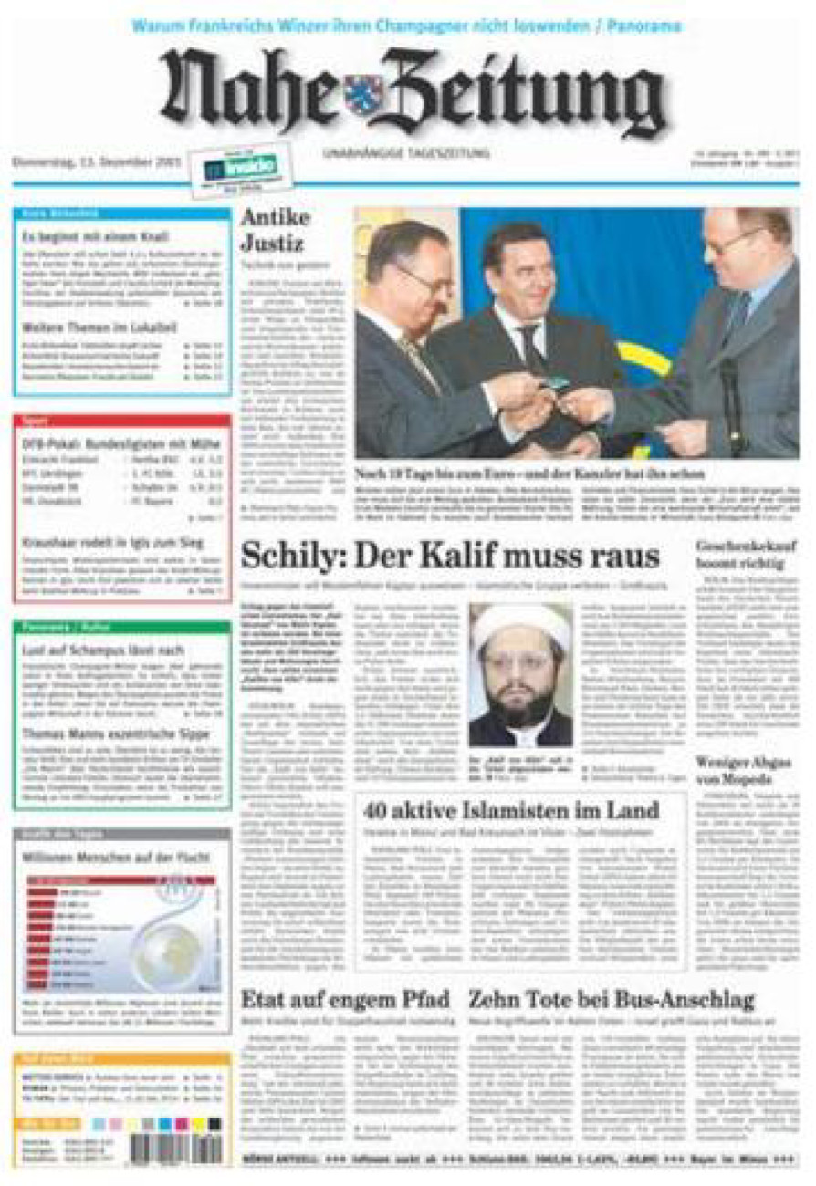 Nahe-Zeitung vom Donnerstag, 13.12.2001