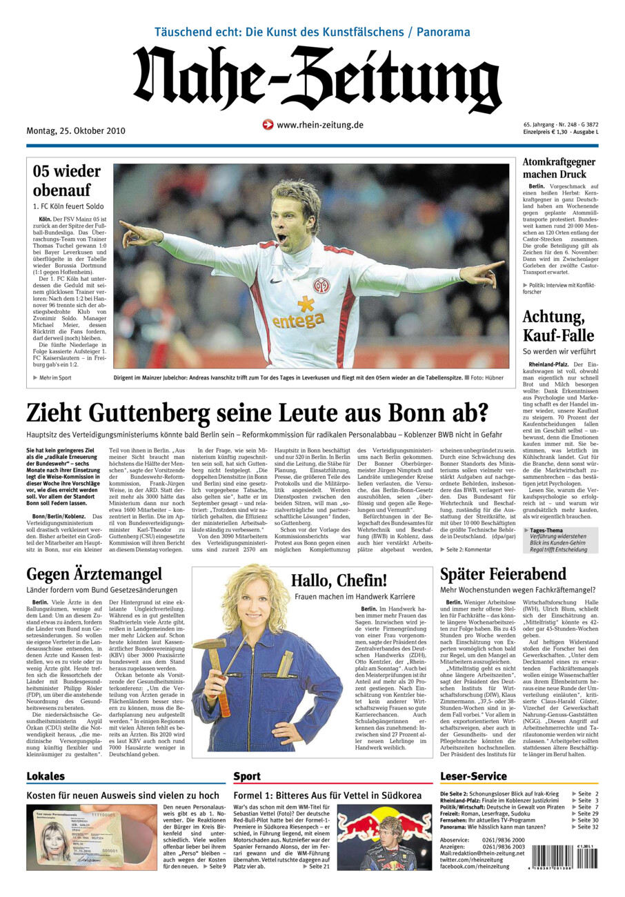 Nahe-Zeitung vom Montag, 25.10.2010