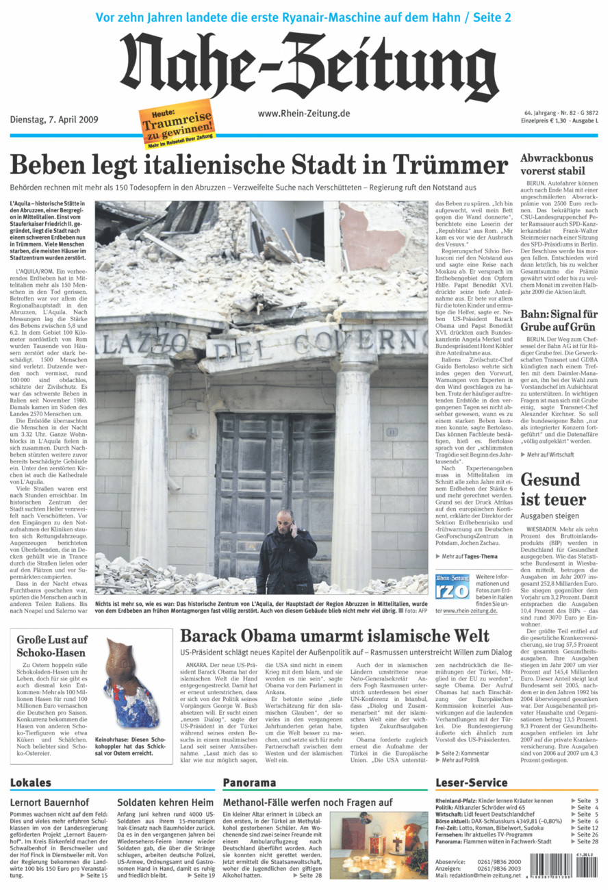 Nahe-Zeitung vom Dienstag, 07.04.2009