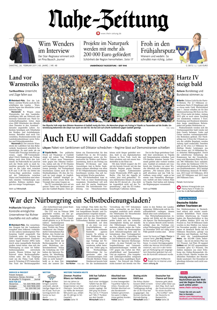 Nahe-Zeitung vom Samstag, 26.02.2011