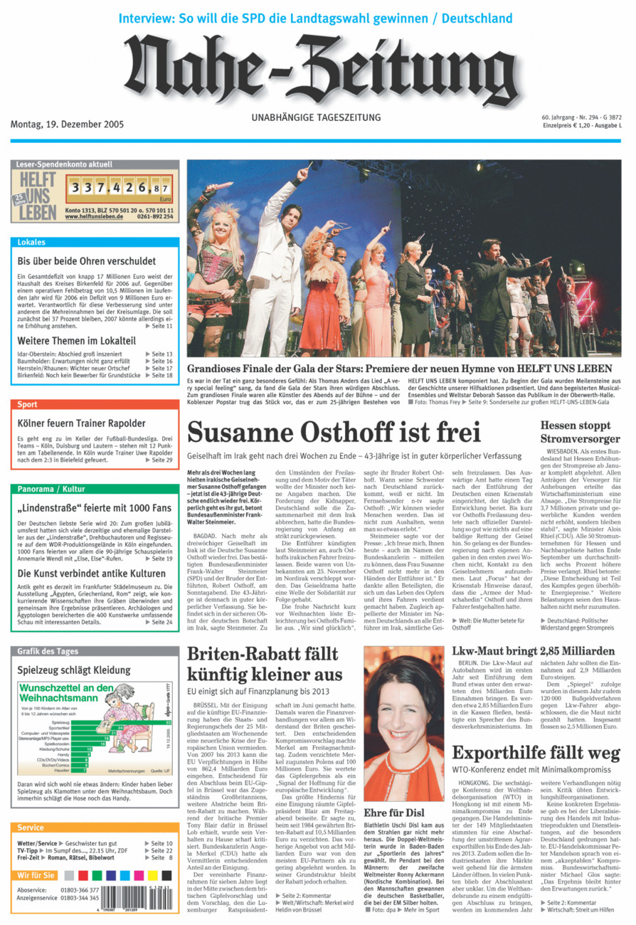 Nahe-Zeitung vom Montag, 19.12.2005