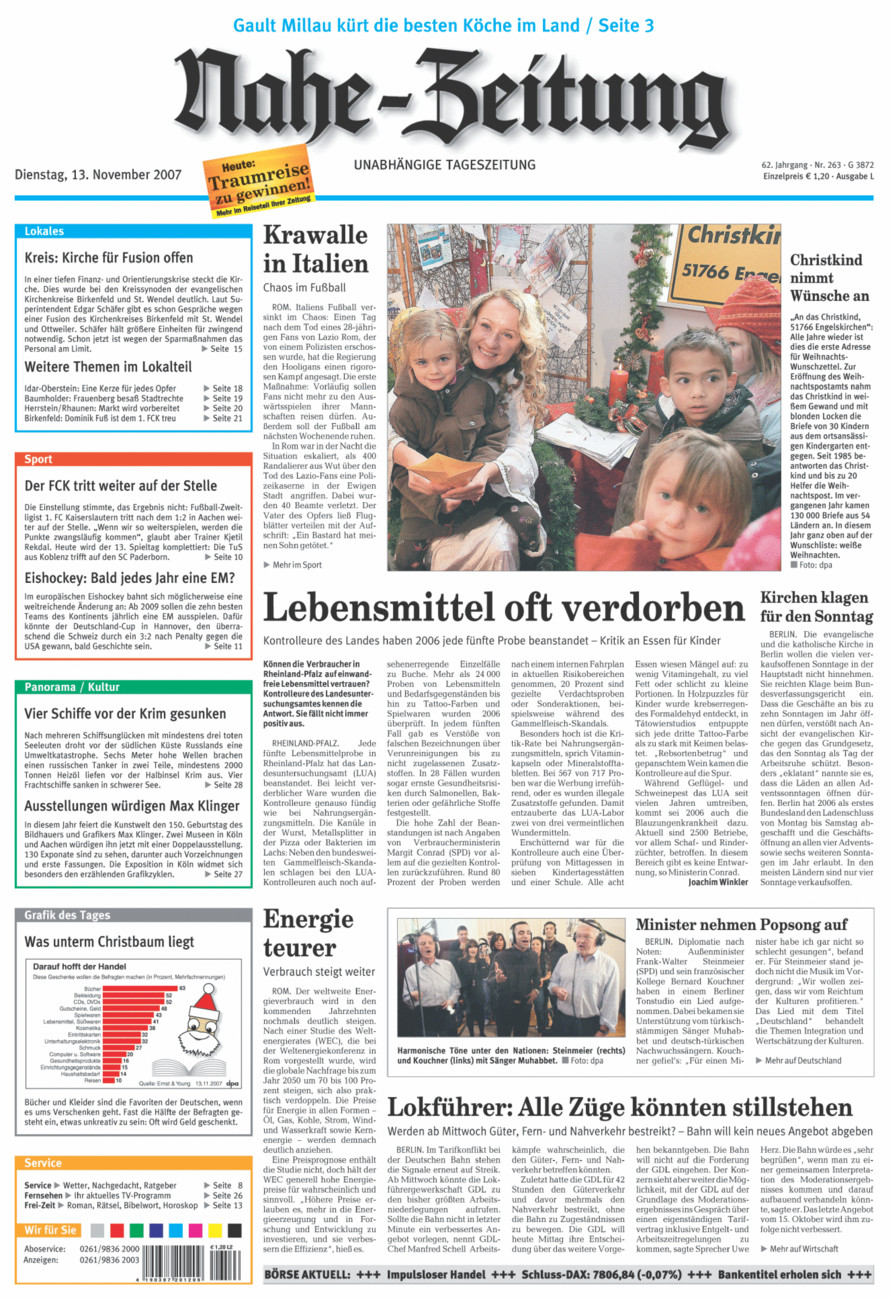 Nahe-Zeitung vom Dienstag, 13.11.2007