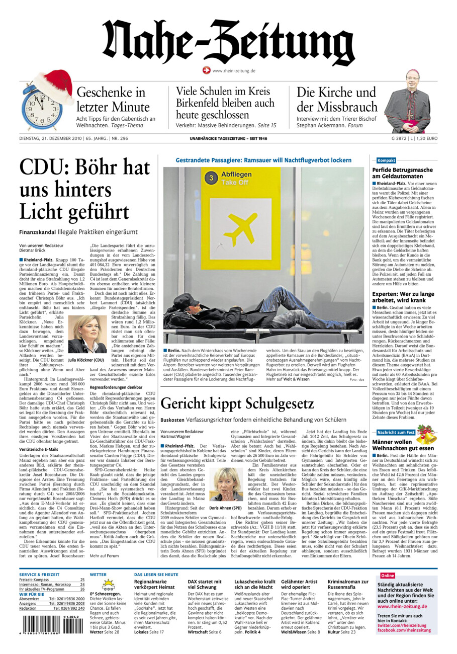 Nahe-Zeitung vom Dienstag, 21.12.2010
