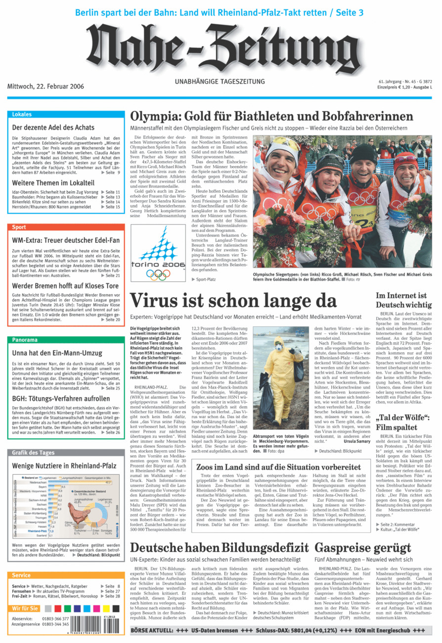 Nahe-Zeitung vom Mittwoch, 22.02.2006