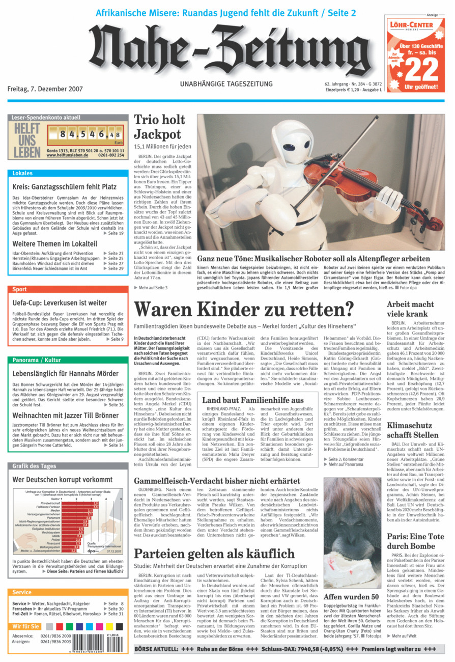 Nahe-Zeitung vom Freitag, 07.12.2007
