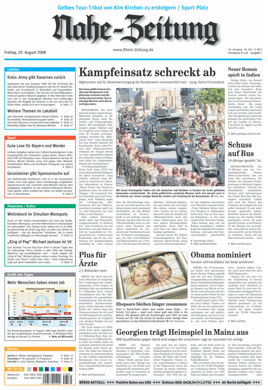 Nahe-Zeitung vom Freitag, 29.08.2008
