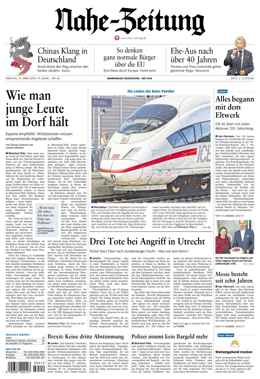 Nahe-Zeitung vom Dienstag, 19.03.2019