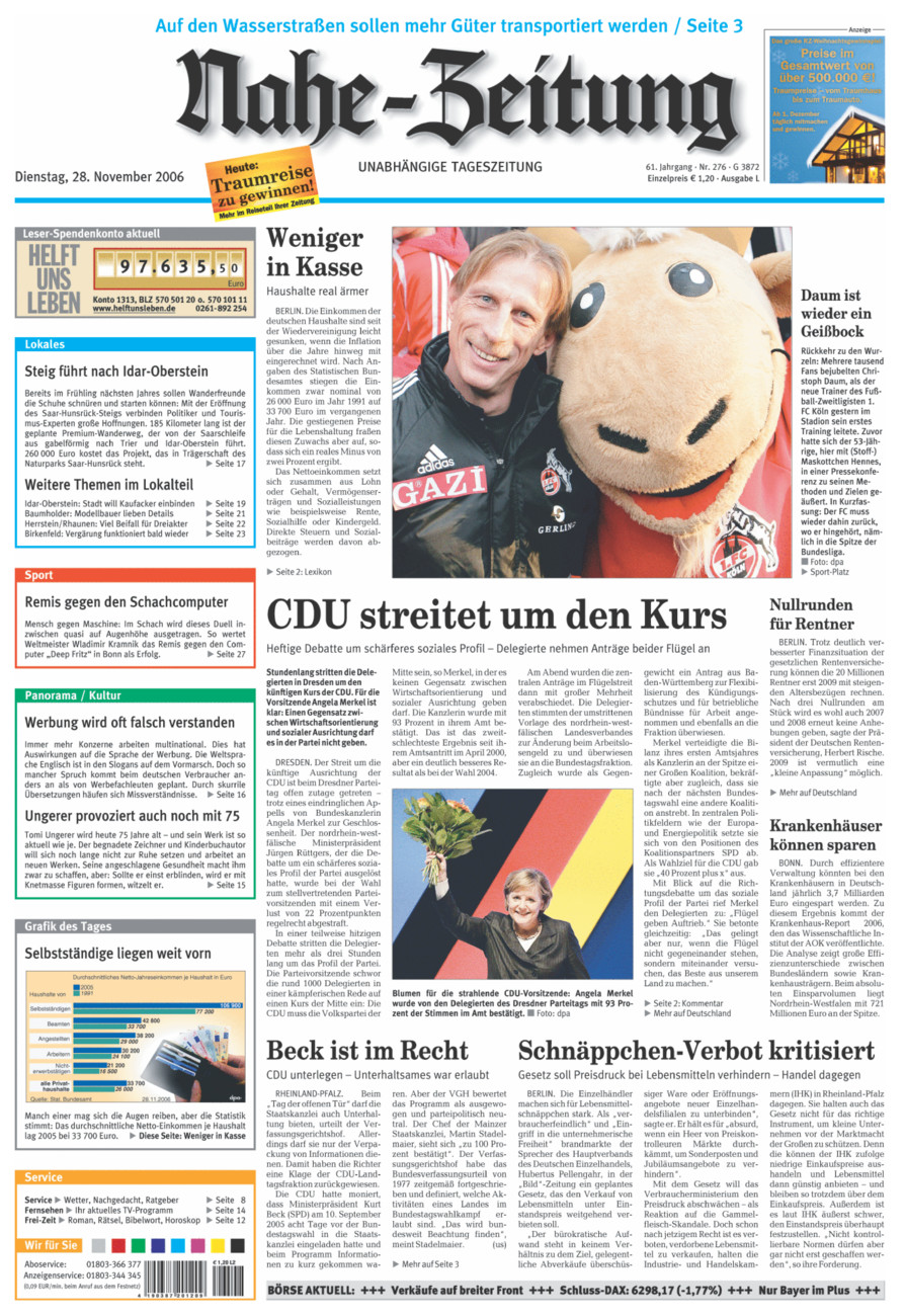 Nahe-Zeitung vom Dienstag, 28.11.2006