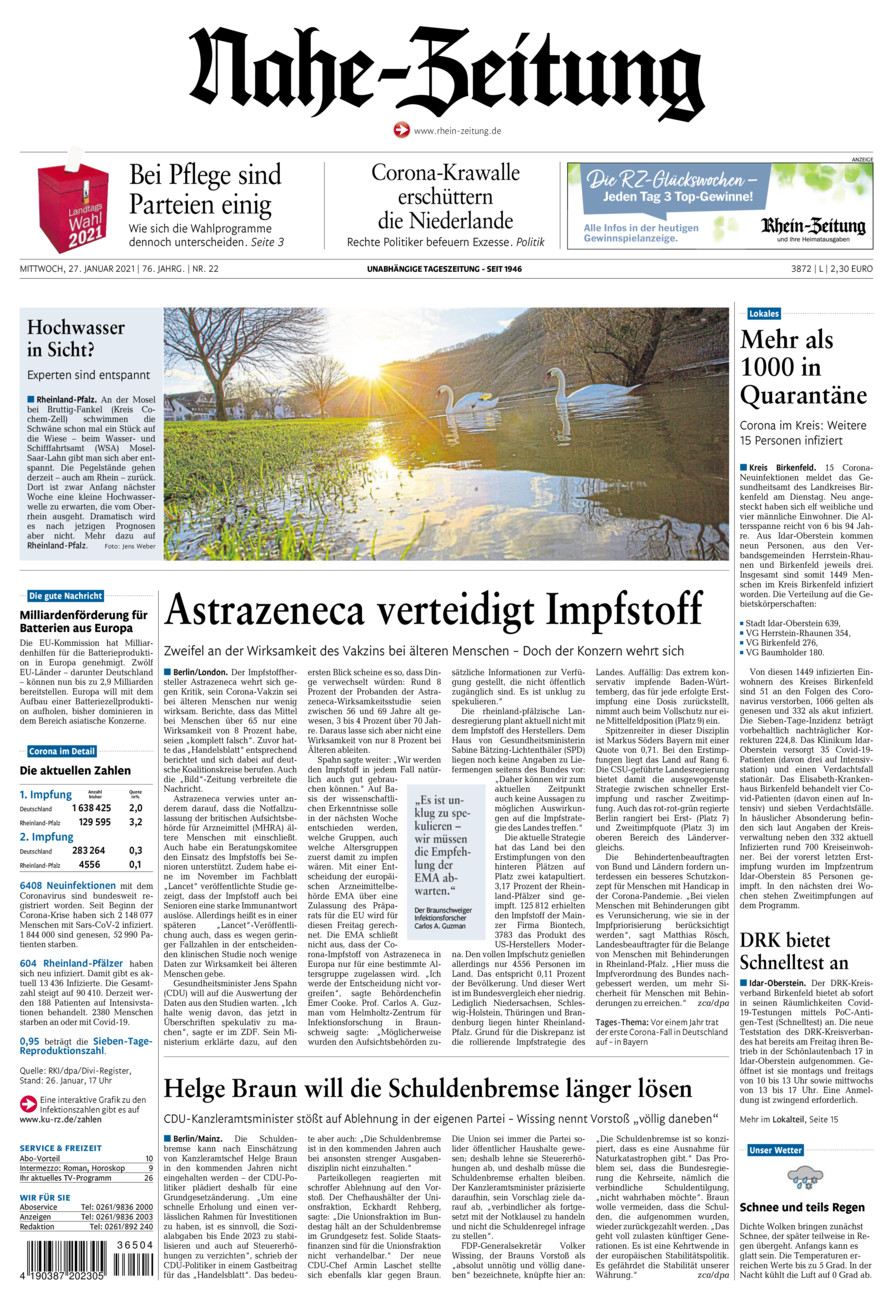 Nahe-Zeitung vom Mittwoch, 27.01.2021