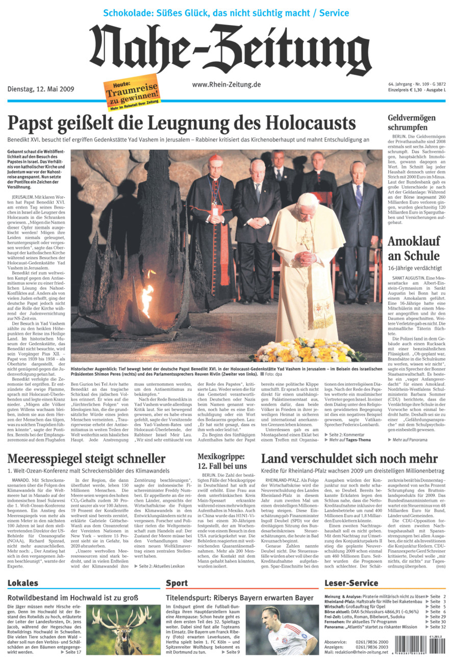 Nahe-Zeitung vom Dienstag, 12.05.2009