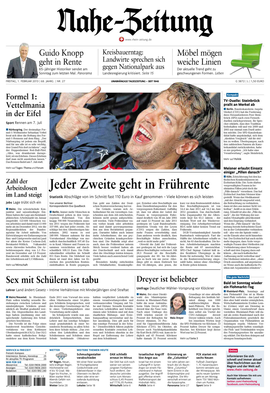 Nahe-Zeitung vom Freitag, 01.02.2013