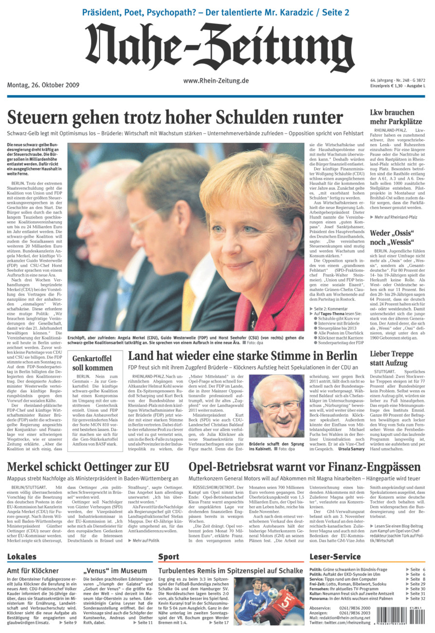 Nahe-Zeitung vom Montag, 26.10.2009
