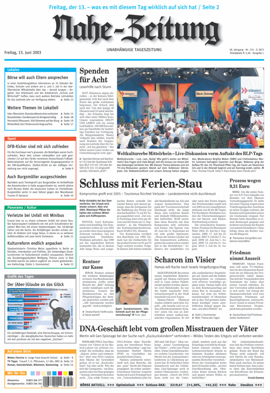 Nahe-Zeitung vom Freitag, 13.06.2003