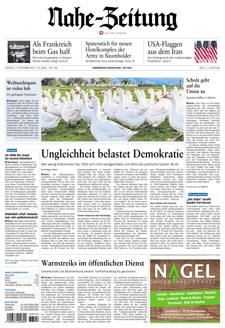 Nahe-Zeitung vom Samstag, 04.11.2023