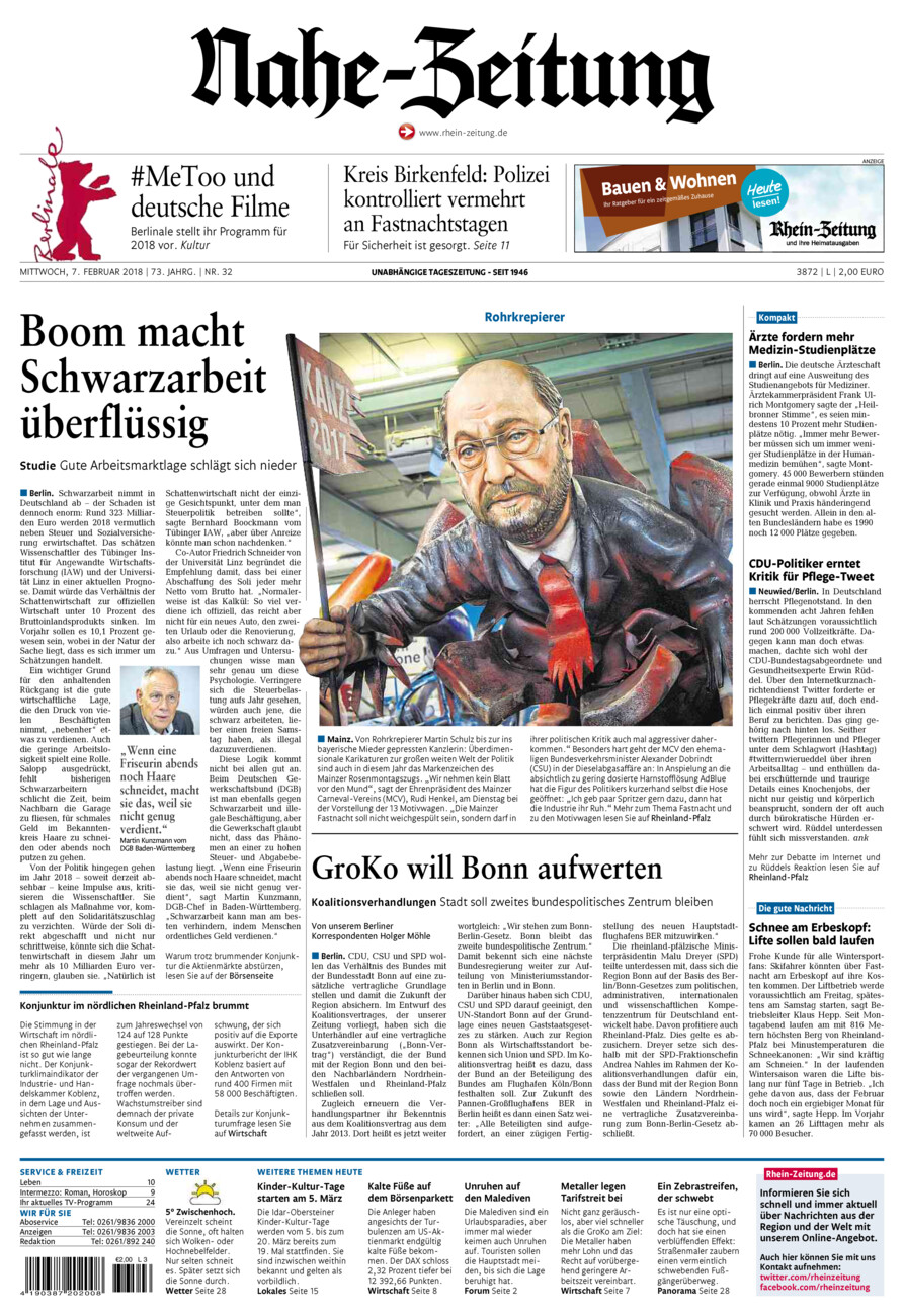 Nahe-Zeitung vom Mittwoch, 07.02.2018