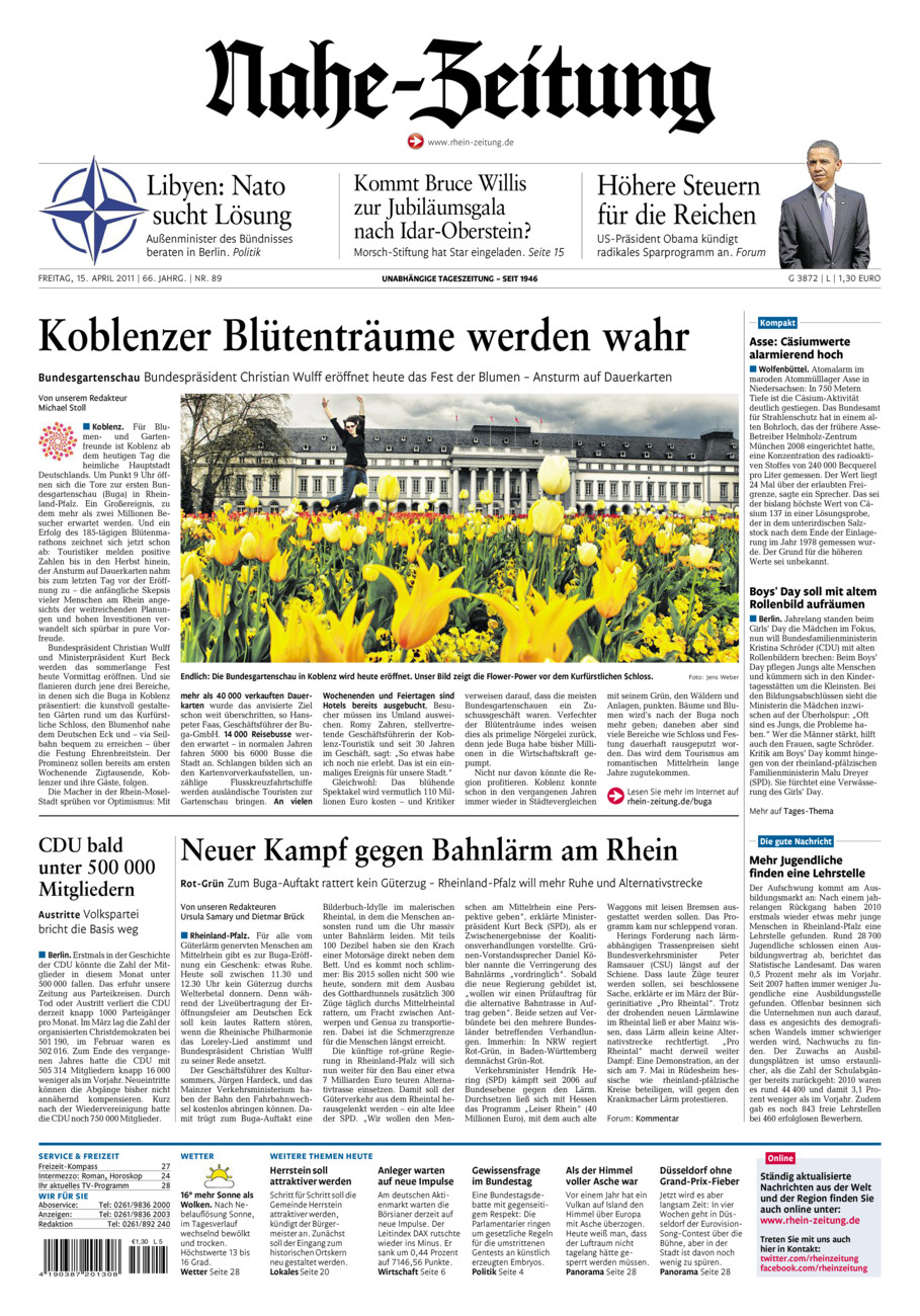 Nahe-Zeitung vom Freitag, 15.04.2011