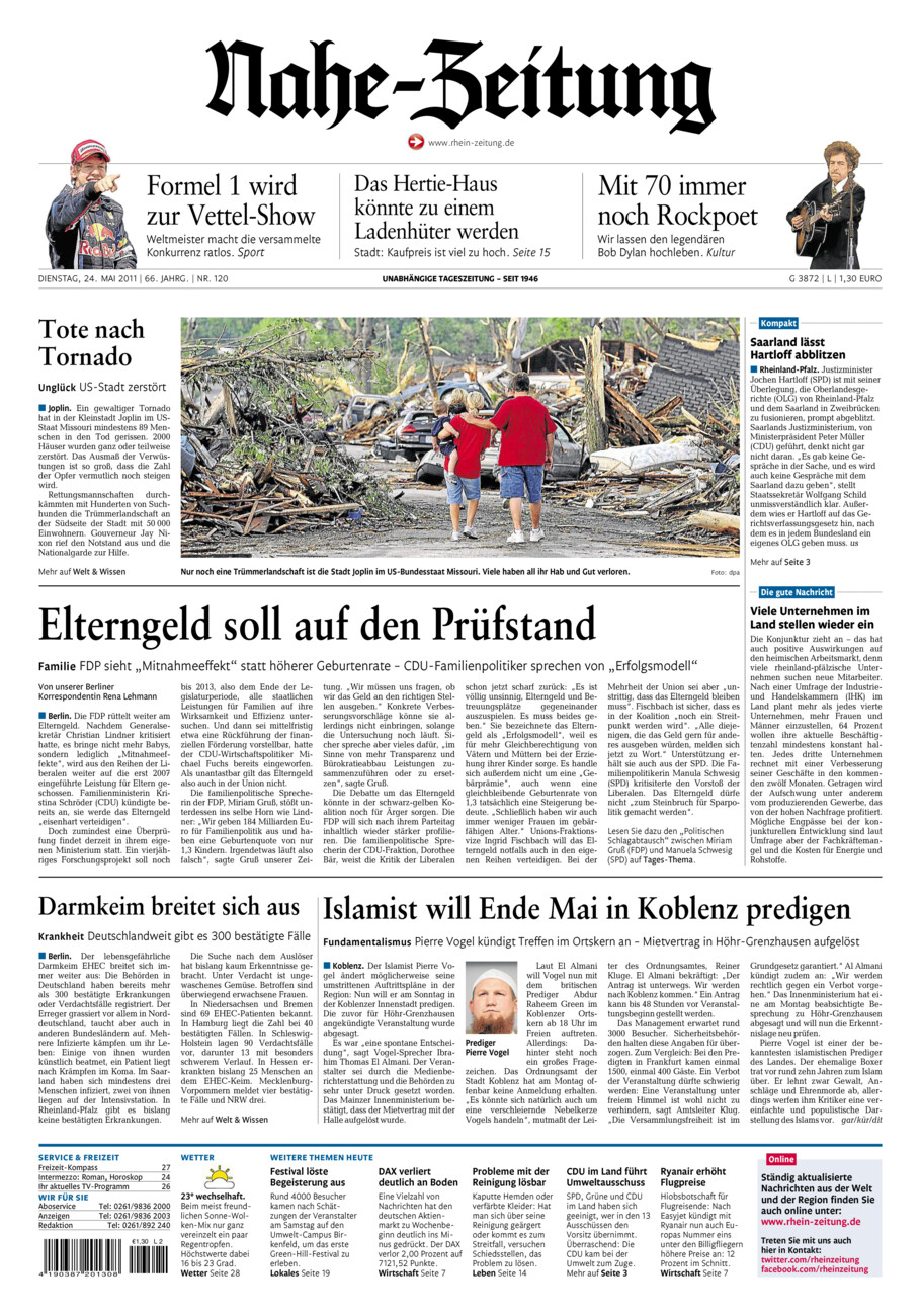 Nahe-Zeitung vom Dienstag, 24.05.2011