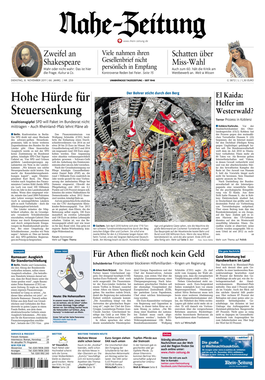 Nahe-Zeitung vom Dienstag, 08.11.2011