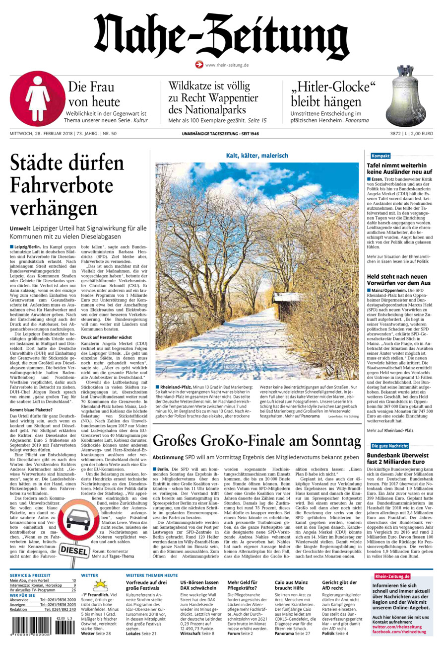 Nahe-Zeitung vom Mittwoch, 28.02.2018