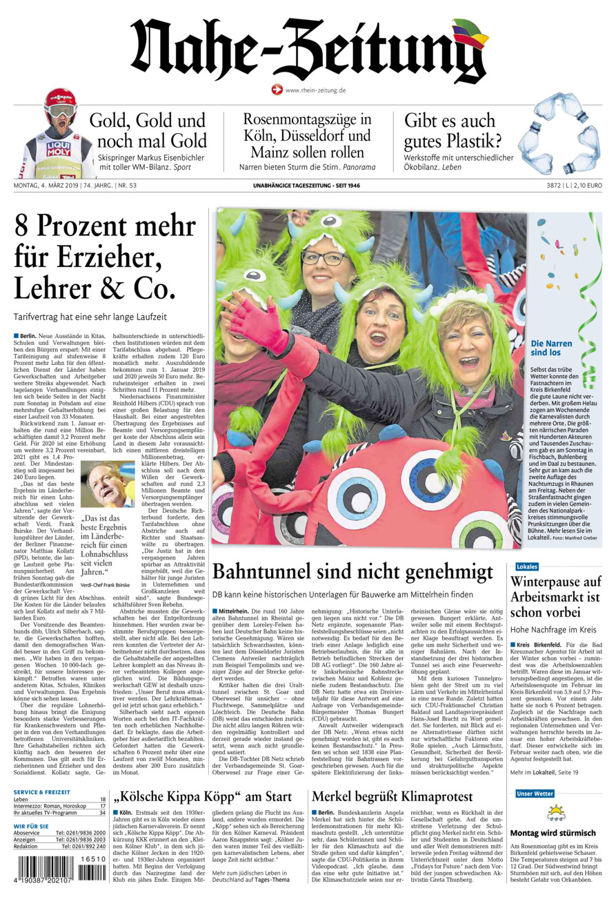 Nahe-Zeitung vom Montag, 04.03.2019