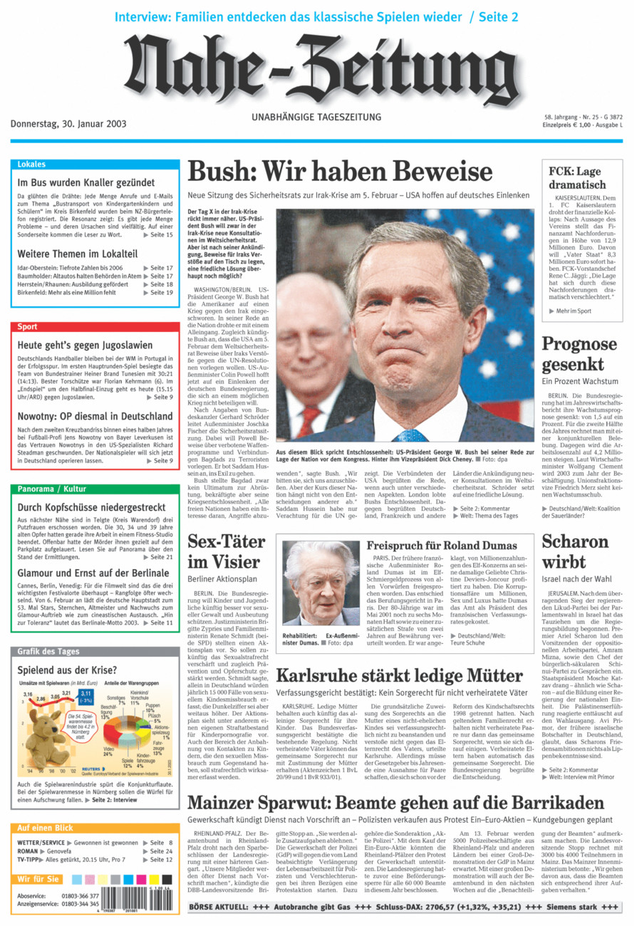 Nahe-Zeitung vom Donnerstag, 30.01.2003
