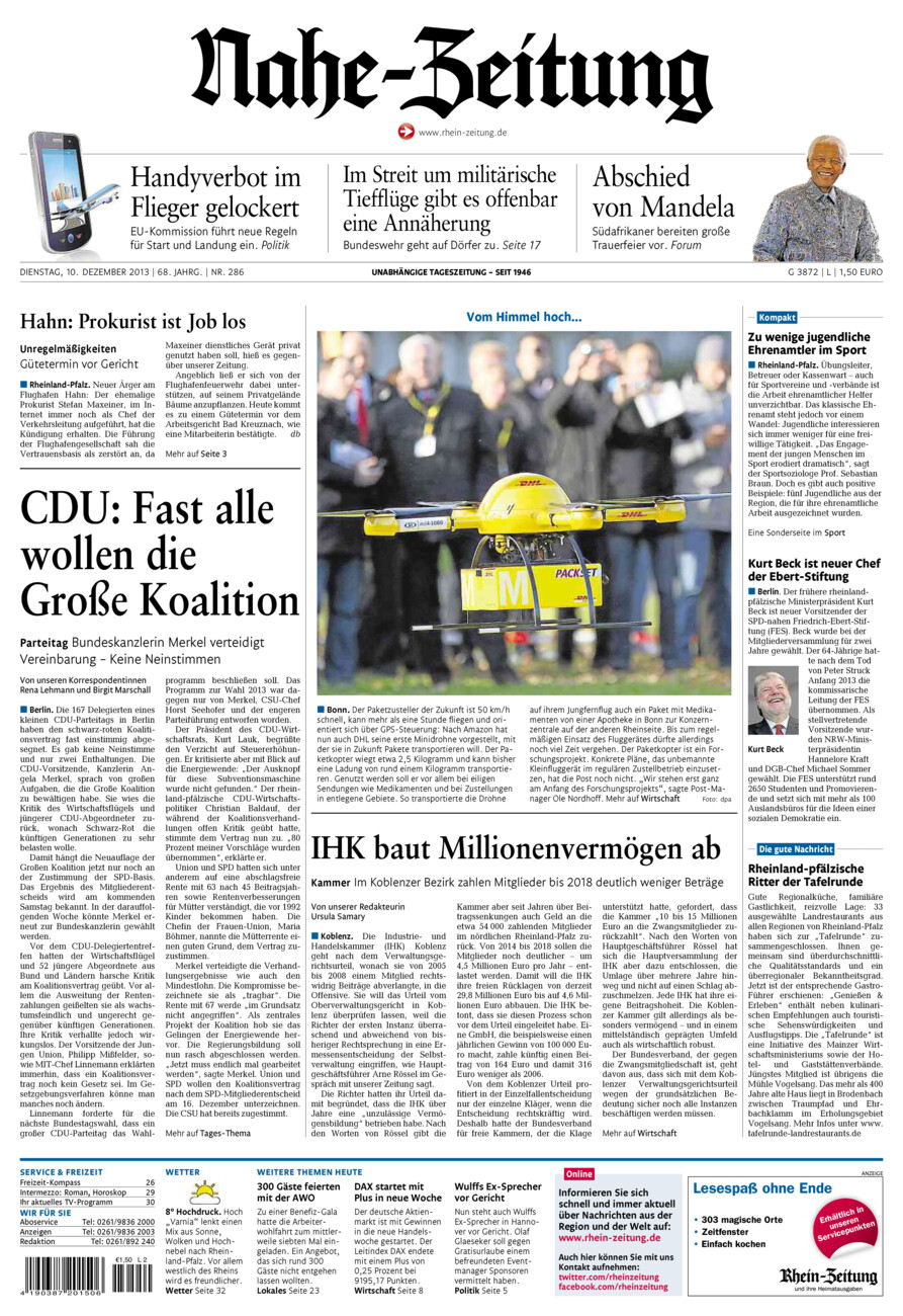 Nahe-Zeitung vom Dienstag, 10.12.2013